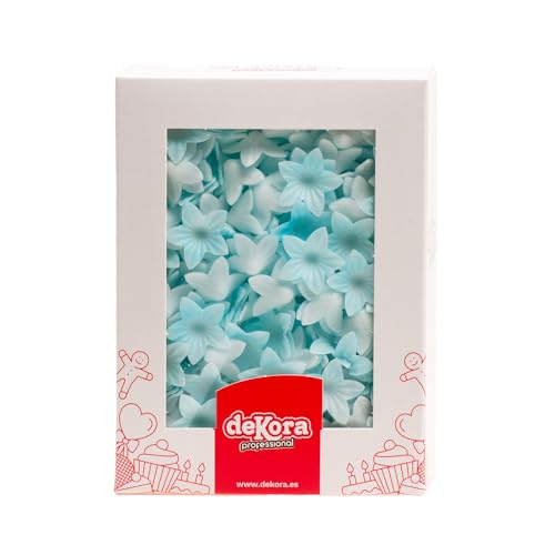 Dekora - 400 Mini Essbare Blumen für Torte aus Esspapier - Essbare Oblaten für Torten aus Esspapier - Tortendeko Essbar Blau - 2 cm Durchmesser von dekora