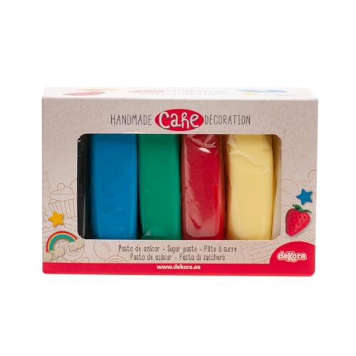Dekora - Kuchendeko Bunter Fondant Set - Tortenfondant Zuckerpaste für Torten und Cupcakes - Rollfondant für die Herstellung aller Arten von Dekorationen - Einfaches Formen - Pack mit 6 Farben Dekora - Kuchendeko Bunter Fondant Set - Tortenfondant Zuckerpaste für Torten und Cupcakes - Rollfondant für die Herstellung aller Arten von Dekorationen - Einfaches Formen - Pack mit 6 Farben von dekora