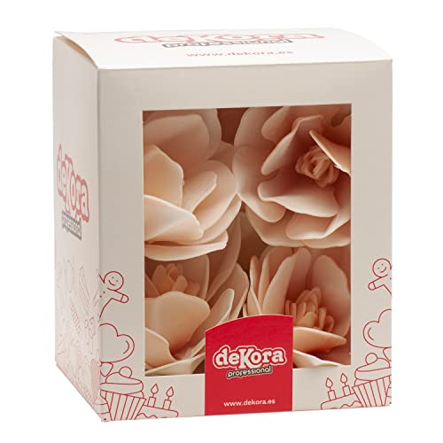 dekora - Magnolie Tortendeko Essbar | 6 Essbare Blumen für Torte aus Oblate - Weiß - 6,5-7 cm von dekora