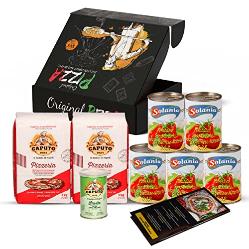 DELICRET PIZZA ZUTATEN- 2kg Caputo Pizzeria Pizzamehl | 100g Caputo Trockenhefe | 5x 400g San Marzano Tomaten Dosen DOP | +NEAPOLITANISCHE PIZZA REZEPTE | Weichweizenmehl von delicret the delicate secrets of the world