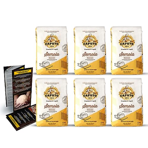 DELICRET - 6x 1kg Caputo Semola di Grano Duro Rimacinata | Hartweizengrieß fein für die perfekte Pasta und Pizza DELICRET - 6x 1kg Caputo Semola di Grano Duro Rimacinata | Hartweizengrieß fein für die perfekte Pasta und Pizza von delicret the delicate secrets of the world