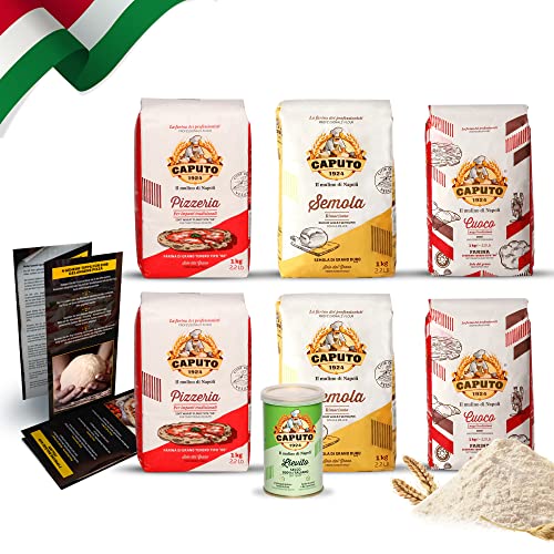 DELICRET – Testpaket - 2x 1kg Caputo Cuoco 2x 1kg Caputo Pizzeria 2x 1kg Caputo Semola + 1x 100g Caputo Lievito Trockenhefe von delicret the delicate secrets of the world