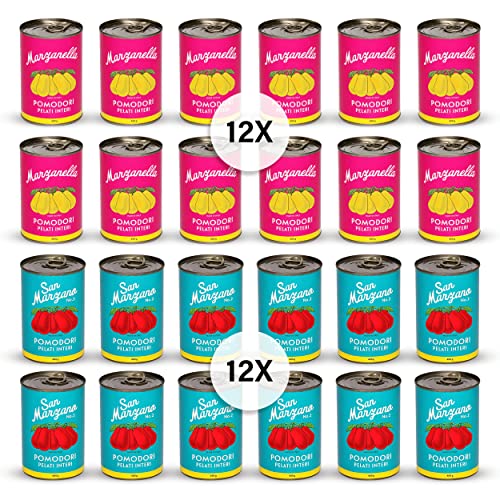 DELICRET - Tomaten aus Kampanien, Süditalien - authentischer, italienischer Tomatengeschmack - San Marzano (12x) & Marzanella (12x) - 24 x 400g von delicret the delicate secrets of the world