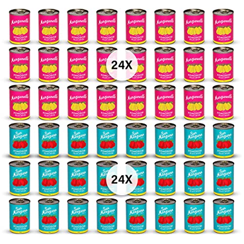 DELICRET - Tomaten aus Kampanien, Süditalien - authentischer, italienischer Tomatengeschmack - San Marzano (24x) & Marzanella (24x) - 48 x 400g von delicret the delicate secrets of the world