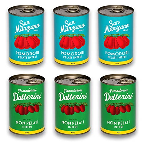 DELICRET - Tomaten aus Kampanien, Süditalien - authentischer, italienischer Tomatengeschmack - San Marzano (3x) & Datterini (3x) - 6 x 400g von delicret the delicate secrets of the world