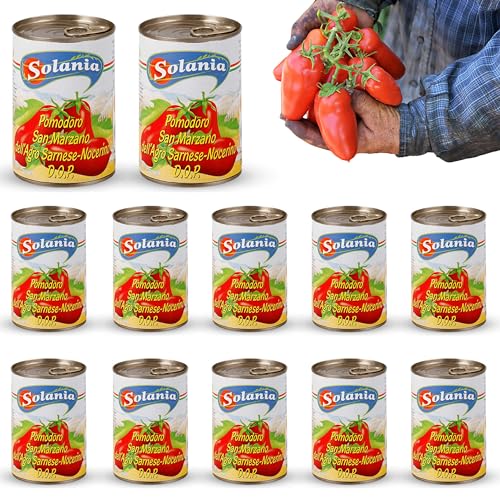 DELICRET - SOLANIA - San Marzano Tomaten DOP 12x 400g Dose mit Rezeptguide|ganze geschälte Pizzatomaten | Dosentomaten DELICRET - SOLANIA - San Marzano Tomaten DOP 12x 400g Dose mit Rezeptguide|ganze geschälte Pizzatomaten | Dosentomaten von delicret the delicate secrets of the world
