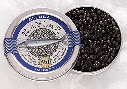 Beluga Kaviar vom Altonaer Kaviar Importhaus 125g Dose frisch abgefüllt Malossol Spitzenqualität Kaviar vom Stör Osietra Sevruga Störkaviar von delishopper.de - Der Fischemarkt im Netz