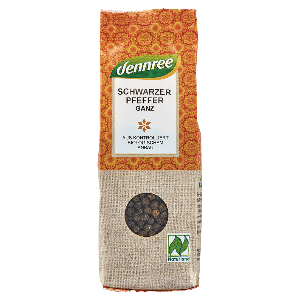 Bio Pfeffer schwarz ganz, 65g Bio Pfeffer schwarz ganz, 65g von dennree