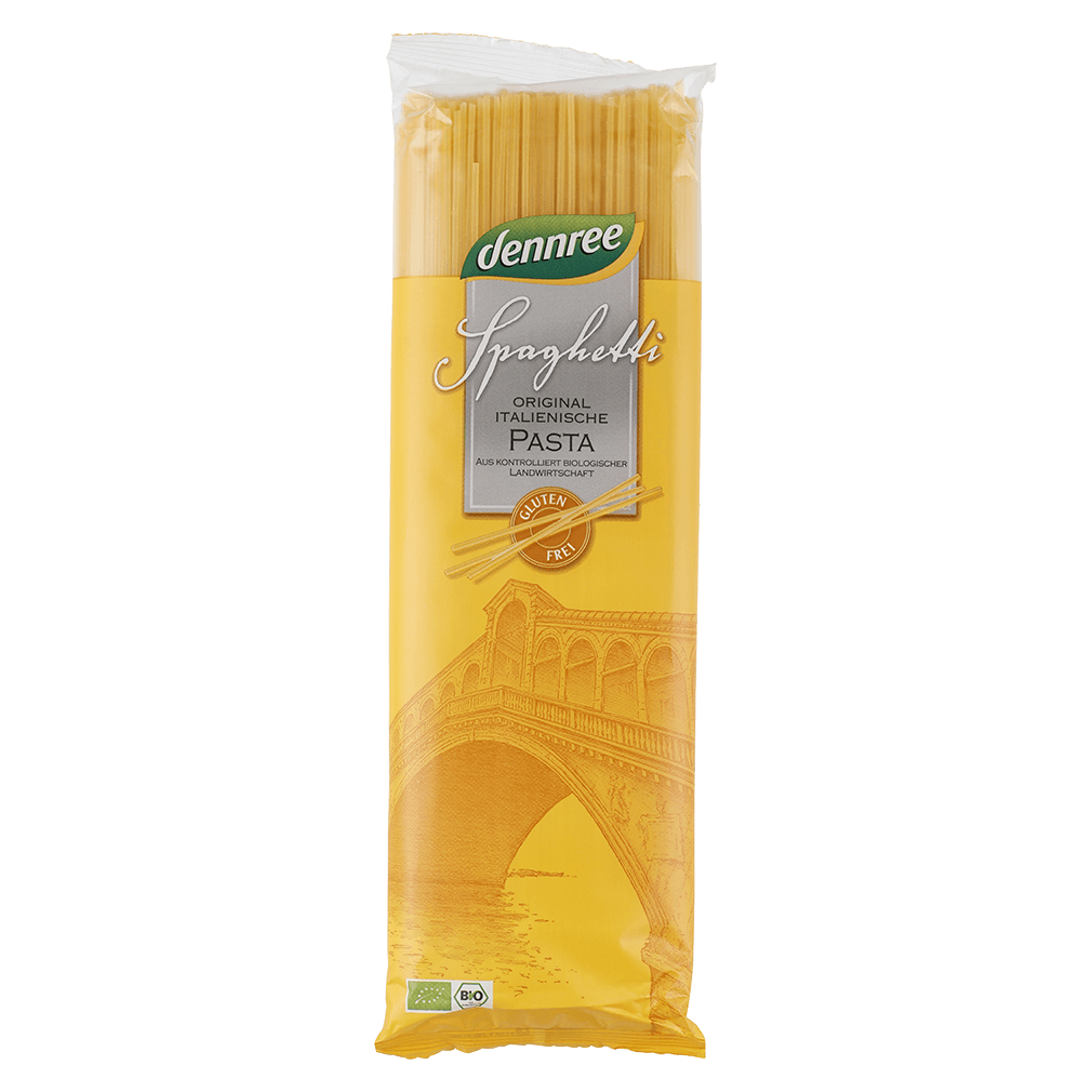 Bio Spaghetti aus Mais- und Reismehl, glutenfrei Bio Spaghetti aus Mais- und Reismehl, glutenfrei von dennree