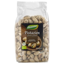 Pistazien mit Schale, geröstet und gesalzen Pistazien mit Schale, geröstet und gesalzen von dennree