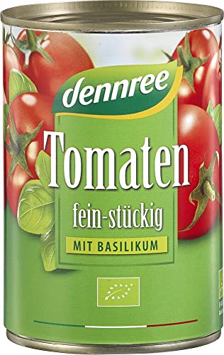 dennree Tomaten mit Basilikum, fein-stückig (400 g) - Bio von dennree