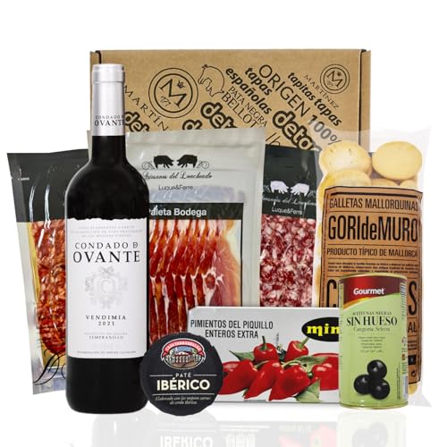 Geschenkbox mit Mallorquinischem Wein, detapasbox Mallorca. Geschenkset Mallorcafans mit Wein aus Binissalem von detapasbox