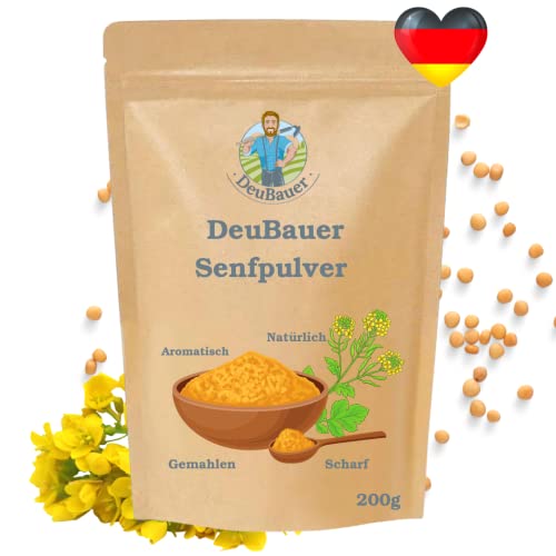 DeuBauer® Senfpulver 100% natürlich & gemahlen - Senfmehl und Senfpulver zum Würzen und Pflegen für Senfmehl Fußbad 200g von deubauer