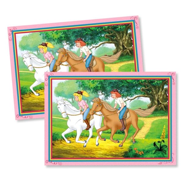 Bibi und Tina Platzset mit ihren Pferden Amadeus & Sabrina, 6er Set von dh-konzept