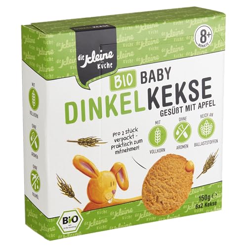 die Kleine Küche VEGAN BIO Dinkel Kekse NEU 10 x 150 gr. Baby Kleinkind Snack, ohne Zusatzstoffe, praktische Portionsverpackungen (6 x 2 Kekse) von die Kleine Küche