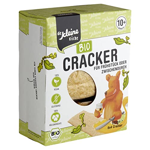 die Kleine Küche VEGAN Biologische Glutenfrei BIO Cracker 100% Hülsenfrüchte 110g ab 10+ Monate in praktische Portionsverpackungen (6 x 4 Cracker) von die Kleine Küche