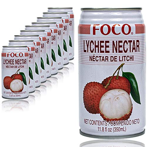 Foco - 10er Pack Premium Lychee Drink in 350 ml Dose - Litschisaft (Nektar) - Original Litschi Saft aus Thailand… von dinese