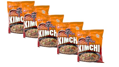 Nongshim - 5er Pack Shin Kimchi Instant Nudel - Nudeln Original aus Korea - Asiatische Asia Noodles (Vorteilspackung 5x140g) von dinese