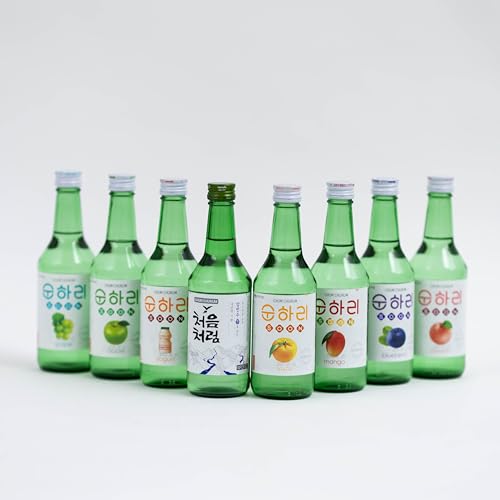 Soju - 8er Mix koreanischer Reiswein - original aus Korea - 12% Vol - 350ml - Verschiedene Geschmäcker -Grape, Apple,Yogurt,Original, Yuzu, Mango, Blueberry,Peach von dinese