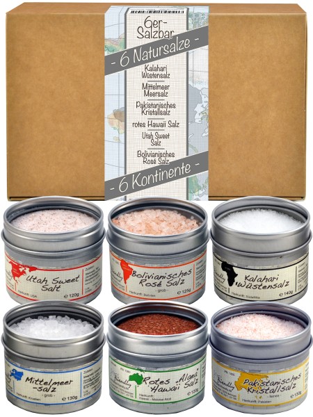 6 Kontinente Salze - Geschenkset mit Natursalzen aus aller Welt 6 Kontinente Salze - Geschenkset mit Natursalzen aus aller Welt von direct&friendly