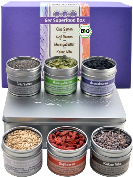 Superfood - Bio Geschenkset mit Aronia, Chia, Goji, Granatapfelkern... von direct&friendly