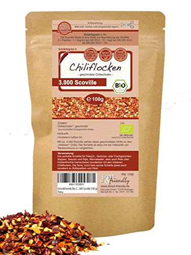 direct&friendly Bio Chili getrocknet mild geschrotet Chiliflocken (100 g) von direct&friendly