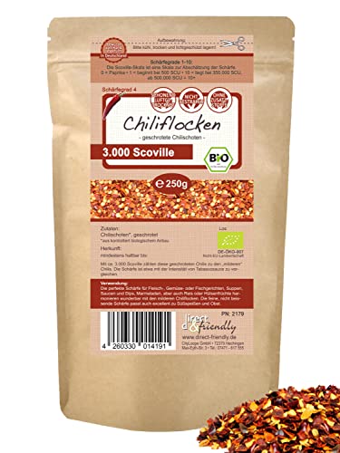 direct&friendly Bio Chili getrocknet mild geschrotet Chiliflocken (250 g) von direct&friendly