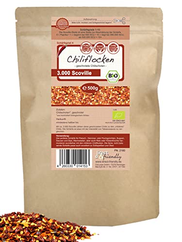 direct&friendly Bio Chili getrocknet mild geschrotet Chiliflocken (500 g) von direct&friendly