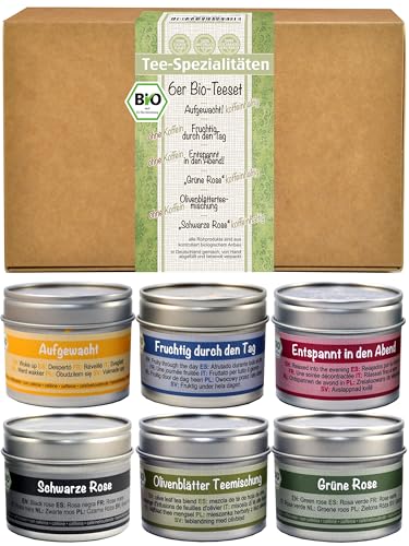 direct&friendly Bio Tee Geschenkset mit 6 verschiedenen Bio Teemischungen (Naturkarton) von direct&friendly