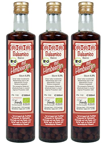 direct&friendly Bio Himbeer Essig, Condimento Balsamico mit ganzen Himbeeren (3 x 500 ml) von direct&friendly