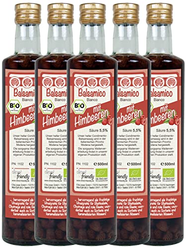 direct&friendly Bio Himbeer Essig, Condimento Balsamico mit ganzen Himbeeren (5 x 500 ml) von direct&friendly