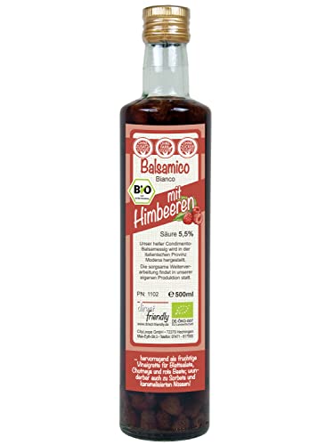 direct&friendly Bio Himbeer Essig, Condimento Balsamico mit ganzen Himbeeren (500 ml) von direct&friendly