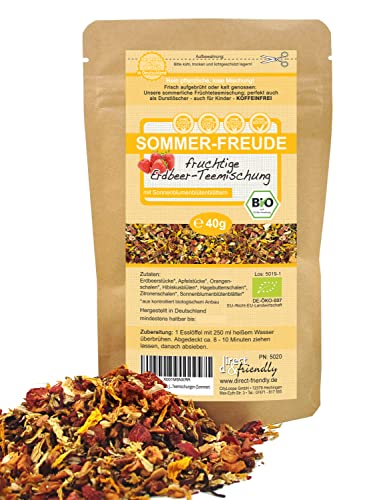 direct&friendly Bio Tee fruchtige Erdbeer Teemischung 40g (Sommer) von direct&friendly