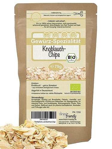 direct&friendly Bio Knoblauch Scheiben getrocknet Knoblauch Chips sehr intensiver Geschmack (75 gr) von direct&friendly