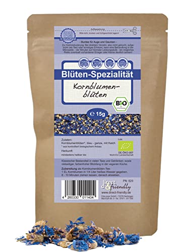 Blaue Bio Kornblumenblüten mit Kelch | essbare Premium Qualität für Tee | 15g | direct&friendly (15g) Blaue Bio Kornblumenblüten mit Kelch | essbare Premium Qualität für Tee | 15g | direct&friendly (15g) von direct&friendly