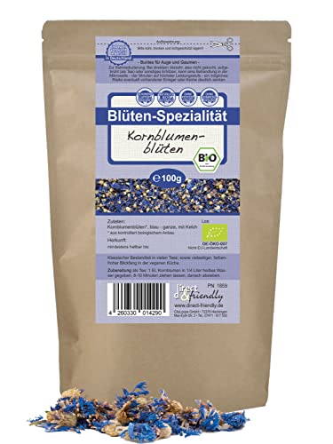direct&friendly Bio ganze Kornblumenblüten blau Essblüten (100 g) von direct&friendly