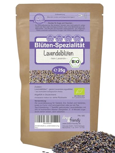 Bio Lavendelblüten | echter Lavendel | Lavandula angustifolia | Lavendeltee | 25 g | direct&friendly von direct&friendly