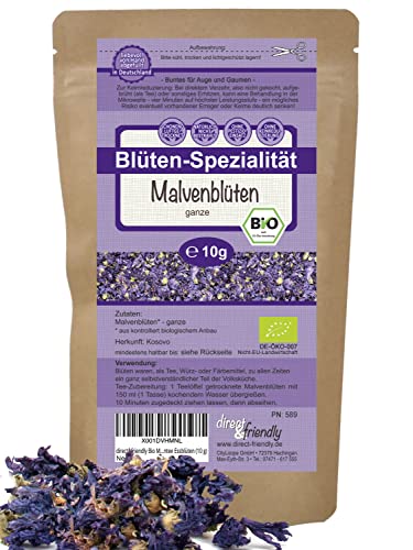 direct&friendly Bio Malvenblüten getrocknet Malventee Essblüten (10 g) von direct&friendly