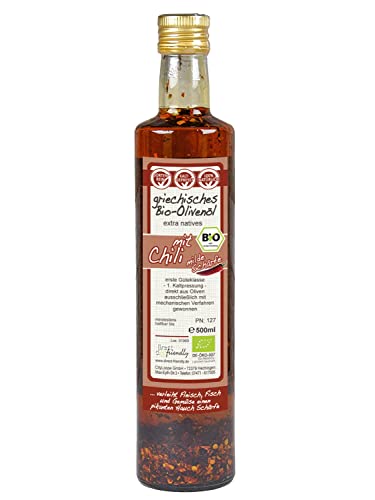 direct&friendly Bio Olivenöl Griechenland mit Bio Chili mittelscharf (500 ml) von direct&friendly