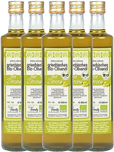 direct&friendly Bio Olivenöl Griechenland mit Bio Zitrone (5 x 500 ML) von direct&friendly