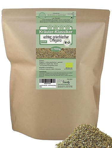 echter griechischer Bio Oregano | direct&friendly | Origanum vulgare ssp. hirtum | auch als Tee | getrocknet gerebelt (500 gr) von direct&friendly