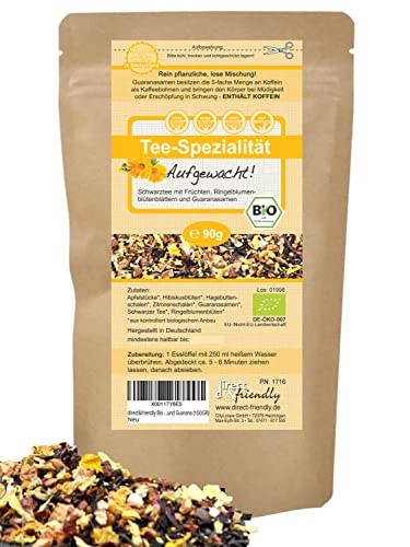 direct&friendly Bio Schwarztee Mischung Aufgewacht – Mit Guarana, Apfelstücken und Zitronenschalen von direct&friendly