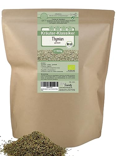 direct&friendly Bio Thymian aus Griechenland | handgeerntete Premium-Qualität | getrocknet und gerebelt | Gewürz oder Thymian-Tee (500 g) von direct&friendly