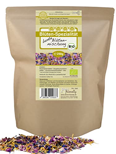 direct&friendly | Bio bunte Blütenmischung | 250 g | farbenfrohe Essblüten-Mischung aus Rosen-, Ringelblumen- und Kornblumenblütenblättern direct&friendly | Bio bunte Blütenmischung | 250 g | farbenfrohe Essblüten-Mischung aus Rosen-, Ringelblumen- und Kornblumenblütenblättern von direct&friendly