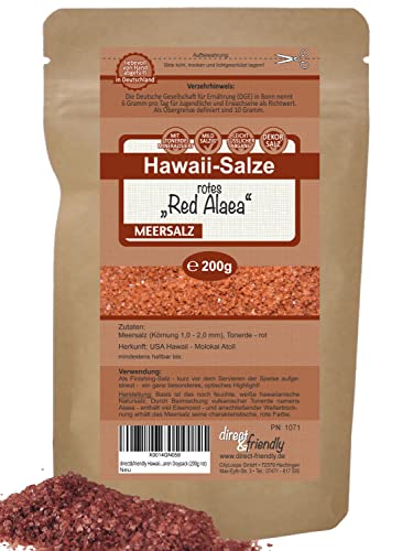 direct&friendly rotes Hawaiisalz Red Alaea | grobes Premium Dekor-Meersalz "Alea Red" aus Hawaii (200 g) von direct&friendly