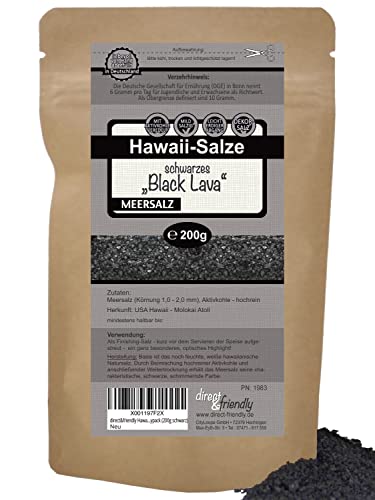 direct&friendly Hawaiisalz schwarz Hawaii Salz grob im wiederverschließbaren Doypack (250g schwarz) von direct&friendly
