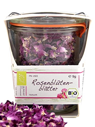 direct&friendly Kleines Geschenk Bio Blüten im Weckglas plastikfreie Verpackung Geschenk Kleinigkeit Teegeschenk (Rosenblütenblätter) von direct&friendly