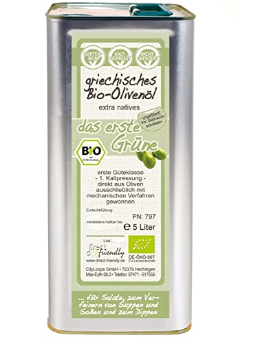 direct&friendly Griechisches Bio Olivenöl Das Erste Grüne naturtrüb extra nativ (5 Liter) von direct&friendly
