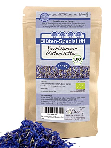 direct&friendly blaue Bio Kornblumenblütenblätter Kornblumen ohne Kelch Essblüten (10 g) von direct&friendly