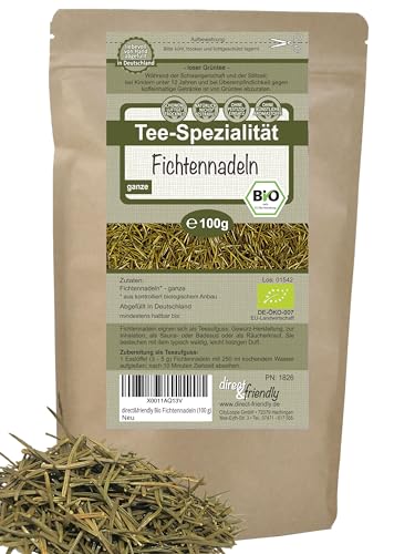 direct&friendly | ganze Bio Fichtennadeln getrocknet | Fichtennadel Tee | Lose Nadeln zum Räuchern | Badezusatz | 100 g von direct&friendly